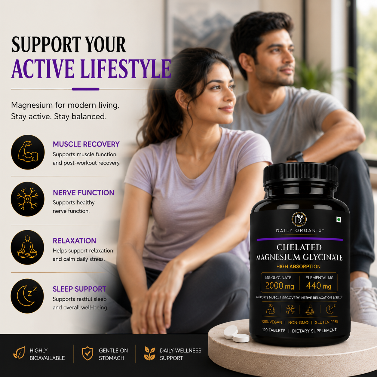 Support your active lifestyle — magnesium for muscle recovery, nerve function, relaxation and sleep