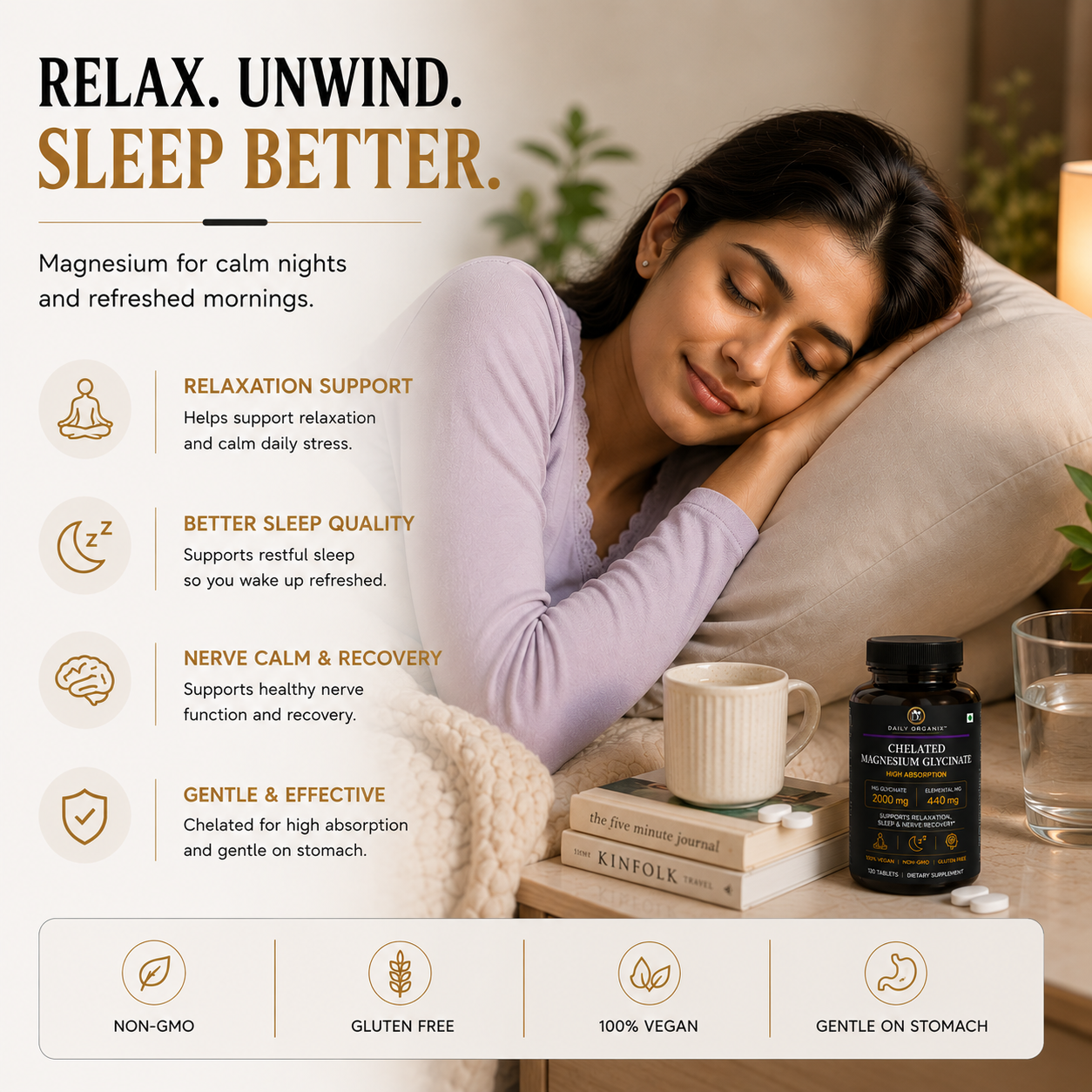 Relax, unwind, sleep better — magnesium for calm nights and refreshed mornings